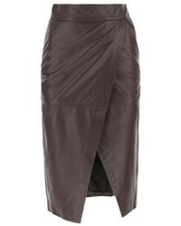L'Autre Chose - Ruched Leather Skirt - Lyst