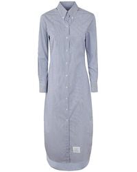 Thom Browne - Buttoned Striped Maxi Shirt Dress - Lyst
