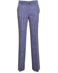 Etro - Slub-texture Straight-leg Tailored Trousers - Lyst