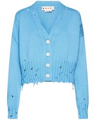 Marni - Distressed Cropped Knitted Cardigan - Lyst