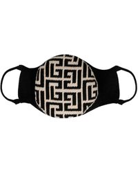 Balmain Monogram Intarsia Face Mask - Black