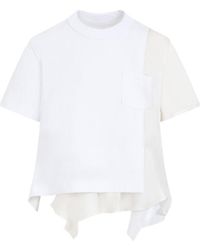 Sacai - Panelled Asymmetric T-shirt - Lyst