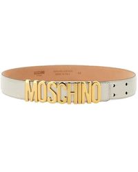 Moschino - Logo Plaque Punch-hole Detailed Belt - Lyst
