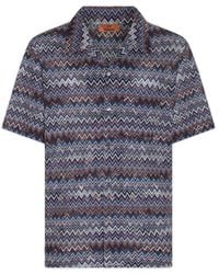 Missoni - Navy Blue Cotton Shirt - Lyst