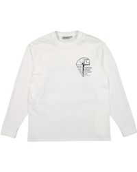 Carhartt Logo Printed Long Sleeved Crewneck T-shirt - White