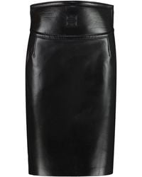 Givenchy - Cut-out Detail Leather Midi Skirt - Lyst