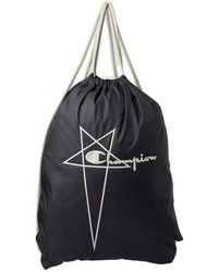 Rick Owens X Champion Fogachine Logo Embroidered Backpack - Black