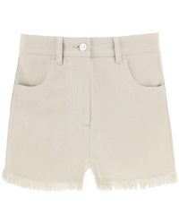 MSGM Fringed Shorts With Logo Embroidery - Multicolour