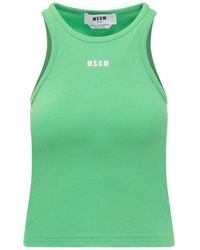 MSGM - Logo Embroidered Tank Top - Lyst