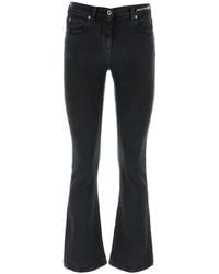 Valentino Quote Embroidered Flared Jeans - Black