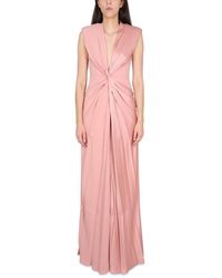 Max Mara Pilard V-Neck Sleeveless Dress in Red | Lyst