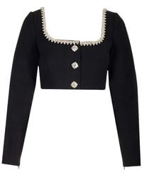 Self-Portrait - Square-neck Embellished Cropped Top - Lyst