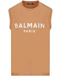 Balmain - Logo Printed Sleeveless Tank Top - Lyst