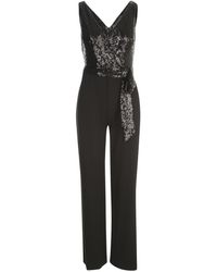 Lauren by Ralph Lauren Tied Waist Sequined Jumpsuit - Black
