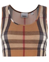 Burberry Synthetic Tartan Sporty Top in Brown (Black) | Lyst