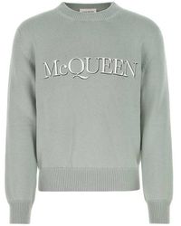 Alexander McQueen - Pastel Green Cotton Sweater - Lyst