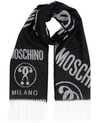 Moschino Synthetic Intarsia-knit Logo Scarf in White Womens Scarves and mufflers Moschino Scarves and mufflers Black 