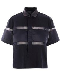 Sacai - Mesh-panelled Short-sleeved Polo Shirt - Lyst