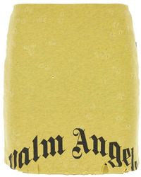 Palm Angels - Melange Yellow Cotton Mini Skirt - Lyst
