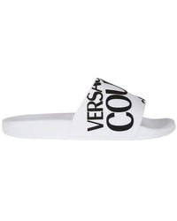 Versace - Logo Printed Slip-on Slides - Lyst