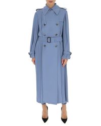 Valentino Pleated Trench Coat - Blue