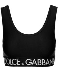 Dolce & Gabbana - Sports Bra With Branded Band In Stretch Tech Fabric Woman - Lyst