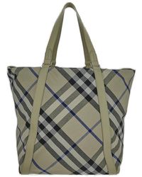 Burberry - Festival Check-printed Tote Bag - Lyst
