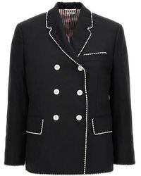 Thom Browne - Contrast Trim Double Breasted Sport Coat - Lyst