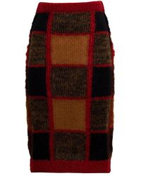 Marni - Patchwork Check Wool Pencil Skirt - Lyst