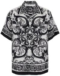 Dolce & Gabbana - 'Maiolica' And Bowling Shirt With Cuban Collar And All-Over Print - Lyst
