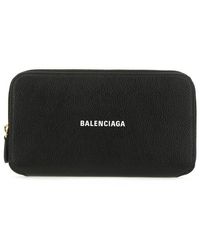 Balenciaga Leather Logo Wallet Accessories in Black - Save 22% | Lyst
