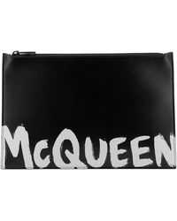 Alexander McQueen Flat Pouch Graffiti Logo - Black