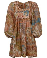 Zimmermann - Floral Print Long-sleeved Dress - Lyst