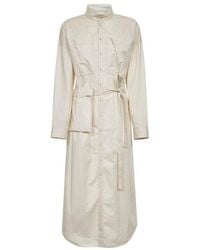 Lemaire - Ivory Cotton Satin Long Shirt Dress - Lyst