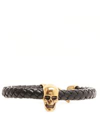 Alexander McQueen Skull Braided Bracelet - Black