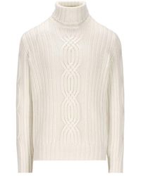 Brunello Cucinelli - Cable Knit Roll Neck Jumper - Lyst