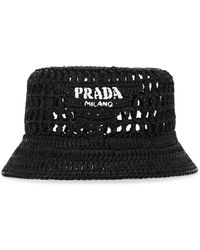 Prada - Black Raffia Hat - Lyst