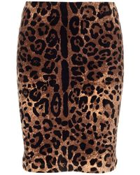 Dolce & Gabbana - Mini Skirt With Leopard Motif - Lyst
