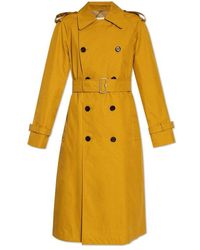 Burberry - Long Gabardine Double Breasted Belted Trench Coat - Lyst