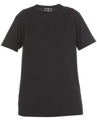 Elisabetta Franchi Logo Embossed Crewneck T-shirt - Black