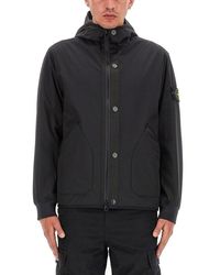 Stone Island - Logo Patch Long-sleeved Hooded Jacket - Lyst