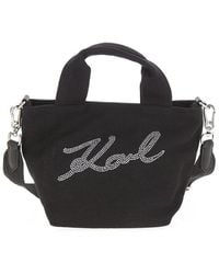 Karl Lagerfeld - Small Signature Embellished Top Handle Bag - Lyst