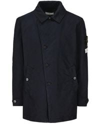 Stone Island - Compass-patch Long-sleeved Button-up Coat - Lyst