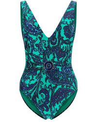 Zimmermann Tropicana One-shoulder Cutout Floral-print Swimsuit in Blue