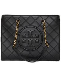 Tory Burch - Fleming Logo-embossed Leather Tote Bag - Lyst