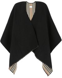 Burberry Icon Stripe Detail Reversible Cape - Black