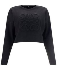Loewe - Anagram Cropped Knitted Jumper - Lyst