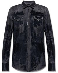 DSquared² - Distressed Button-up Denim Shirt - Lyst