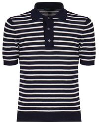 Zanone - Striped Short-sleeved Button-detail Polo Shirt - Lyst