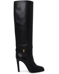 Saint Laurent - Grained Leather Stiletto Ankle Boots - Lyst